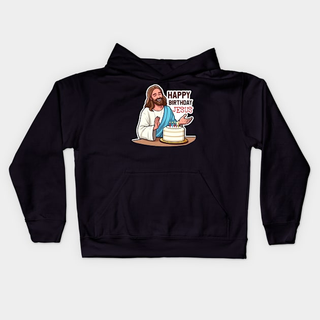 Happy Birthday Jesus Kids Hoodie by Plushism